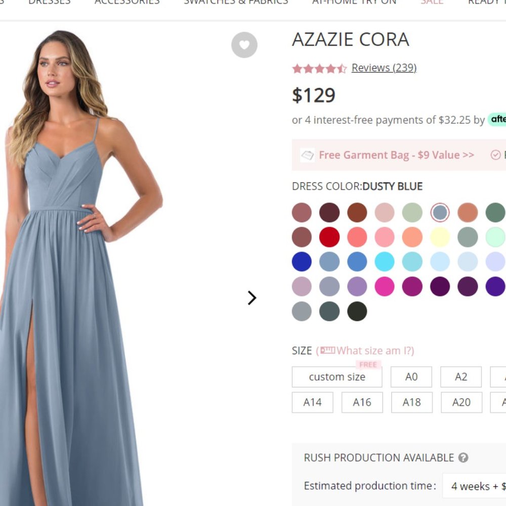 Azazie Cora in Dusty Blue